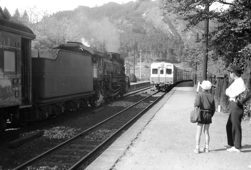 関西本線　加太駅　７２４列車と交換のキハ３５