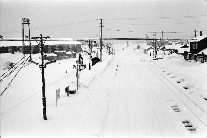 雪に埋もれた倶知安駅