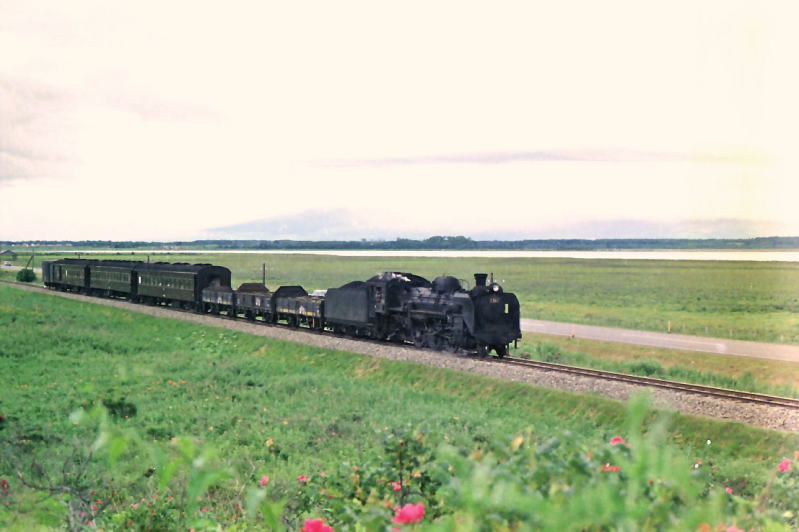 原生花園駅に近づく網走行きの列車