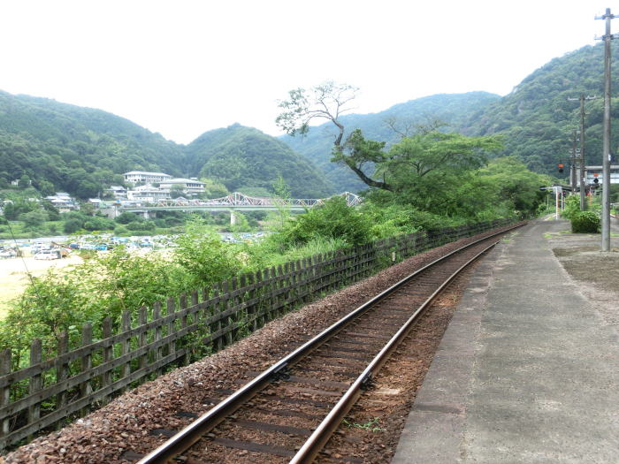 笠置駅の北側の木津川の流れ