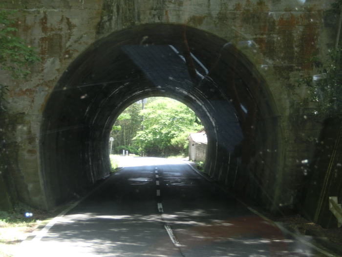 途中に一箇所ある複線サイズのトンネル