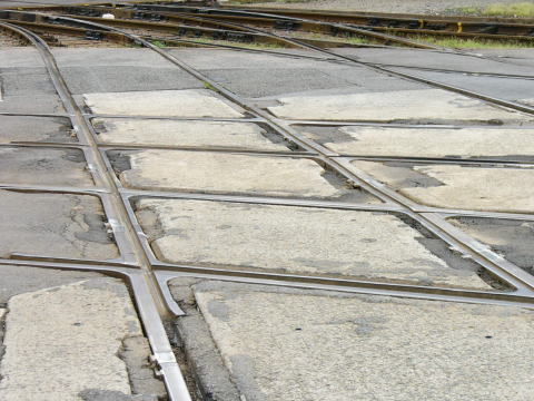 住吉の平面交差のレール