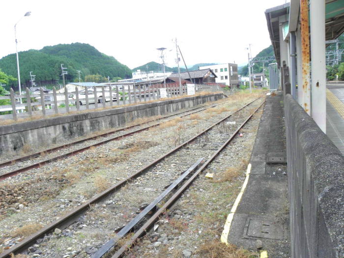 ホームもある引き込み線　材木積み込み用？