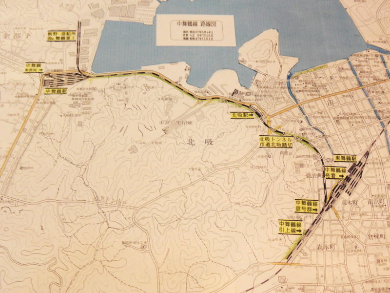 東舞鶴～中舞鶴間の線路が記されている古い地図