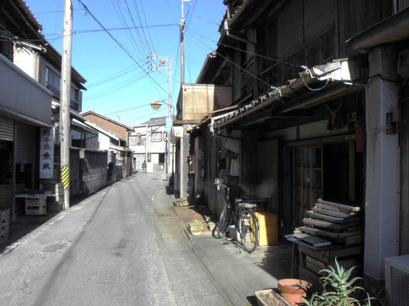 山を迂回している紀伊長島の町