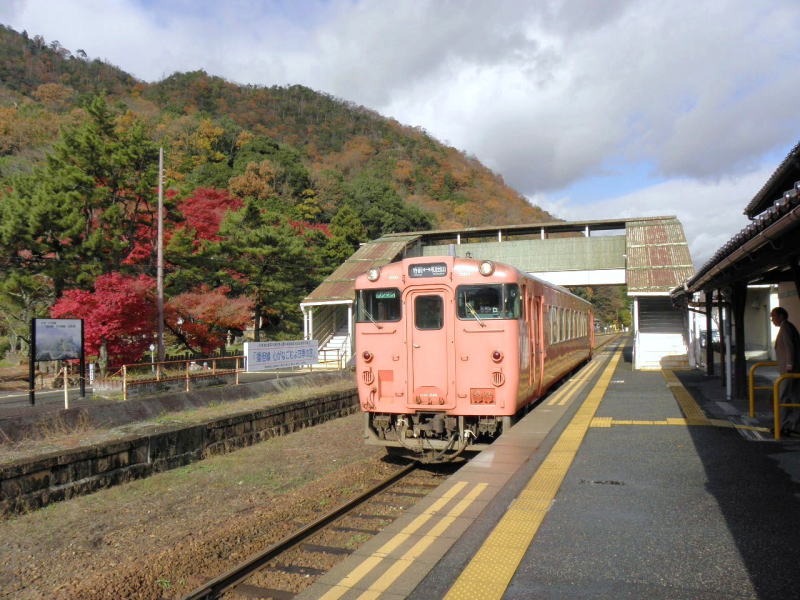 竹田駅に着いた帰りの列車。キハ４０．